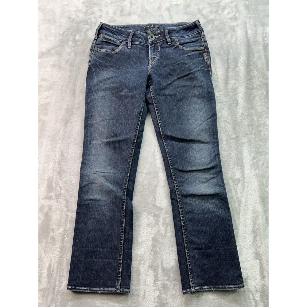 Silver Jeans Y2K Santorini Straight Leg Low Rise Womens Sz 26 Dark Blue Denim